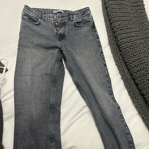 Zara Women's Straight Leg Jeans in Gray